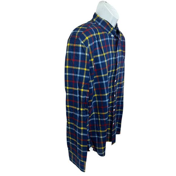 Thomas Mason Archive For J. Crew Blue Plaid Button Down Shirt Sz L Long-Sleeve - Picture 5 of 6